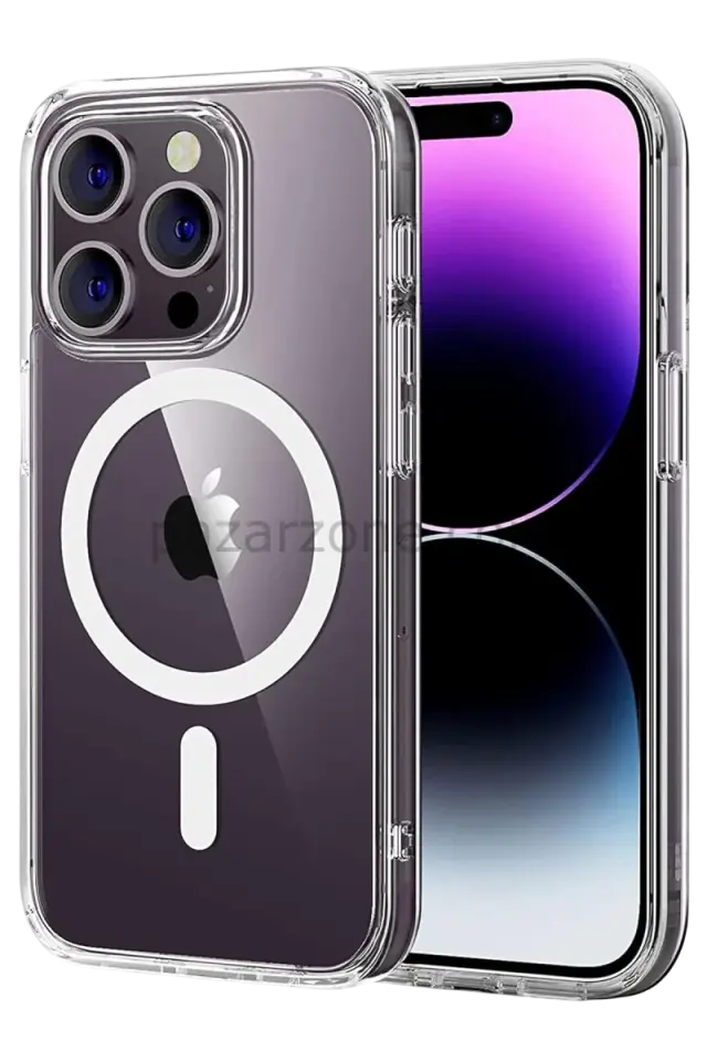 Newface Apple iPhone 15 Pro Max Combo Sert Şeffaf Magsafe Kapak - Şeffaf