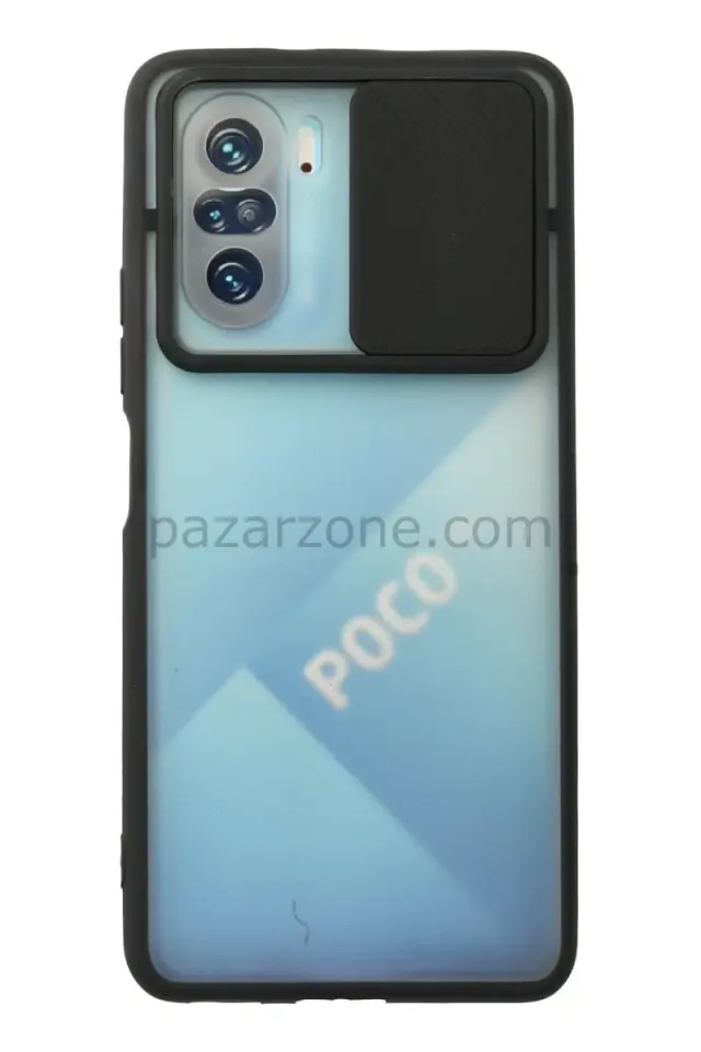 Newface Xiaomi Poco F3 Kılıf Palm Buzlu Kamera Sürgülü Silikon - Siyah