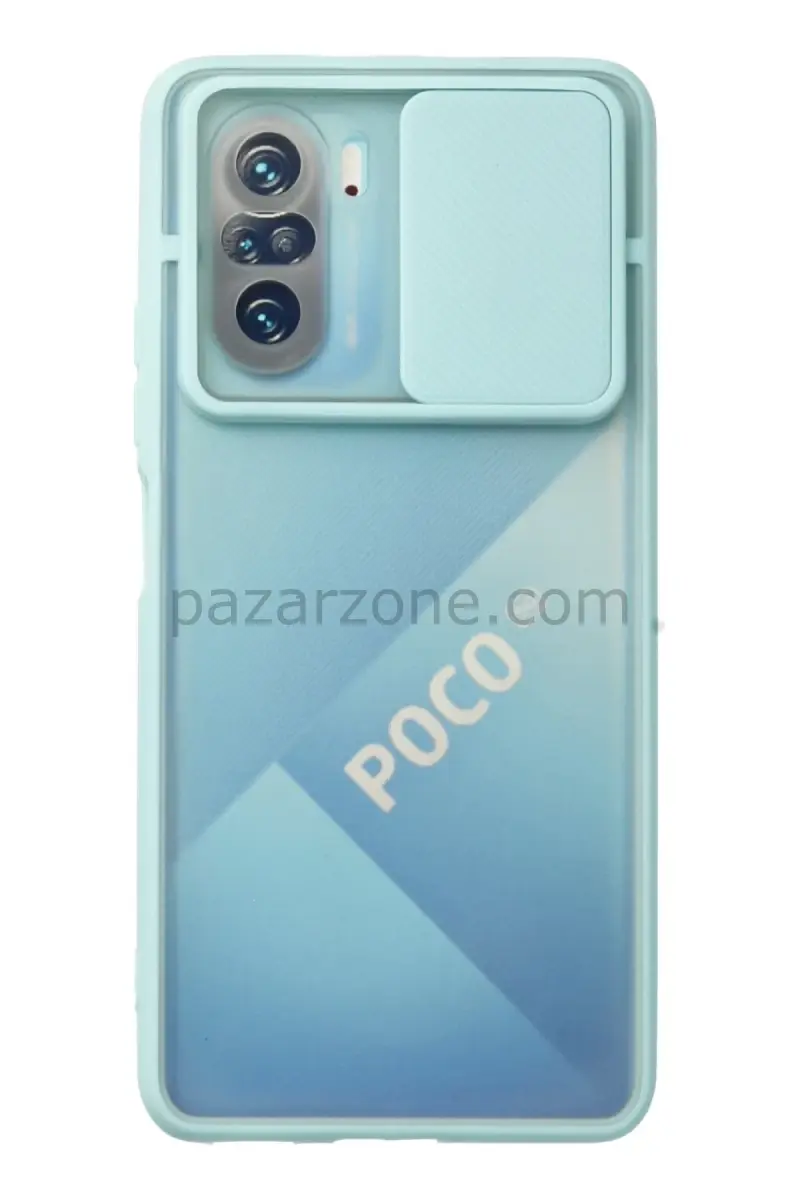 Newface Xiaomi Poco F3 Kılıf Palm Buzlu Kamera Sürgülü Silikon - Turkuaz