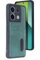 Newface Xiaomi Redmi Note 13 Pro 4G Kılıf Sara Kartvizitli Deri Kılıf - Koyu Yeşil
