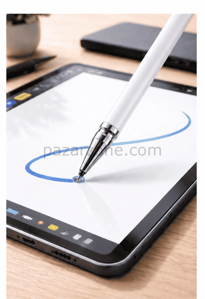 İphone 17 Aır Uyumlu Dokunmatik Stylus Kalem Disk Uçlu Hassas Beyaz Tablet Telefon Çizim Kalemi