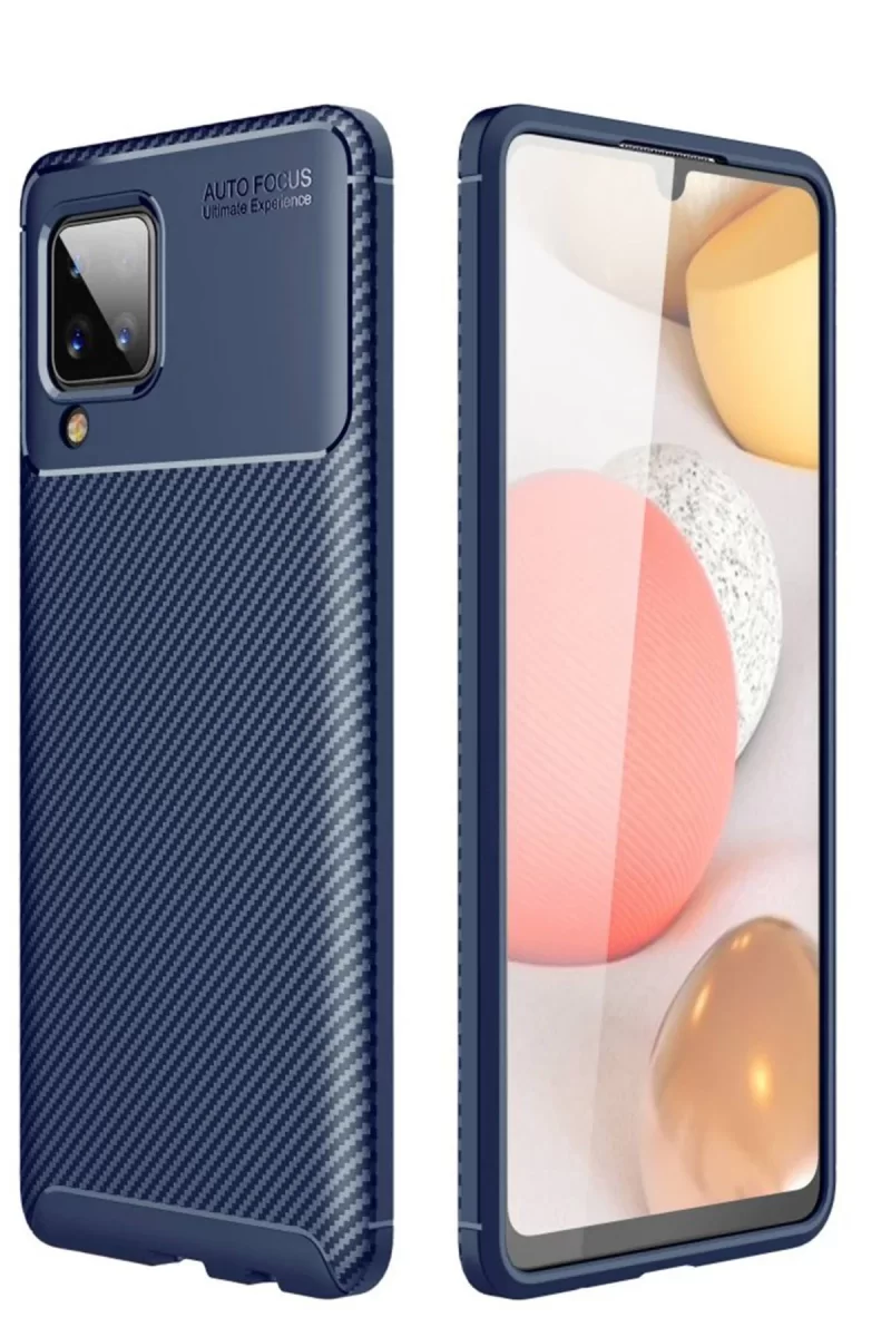 Newface Samsung Galaxy A22 Kılıf Auto Focus Karbon Kapak - Lacivert