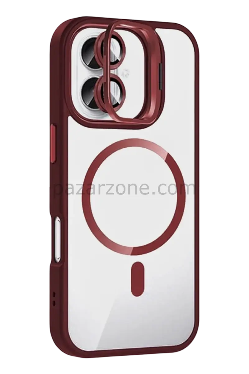 Joko Apple iPhone 16 Plus Remim Lensli Magsafe Standlı Kapak - Bordo