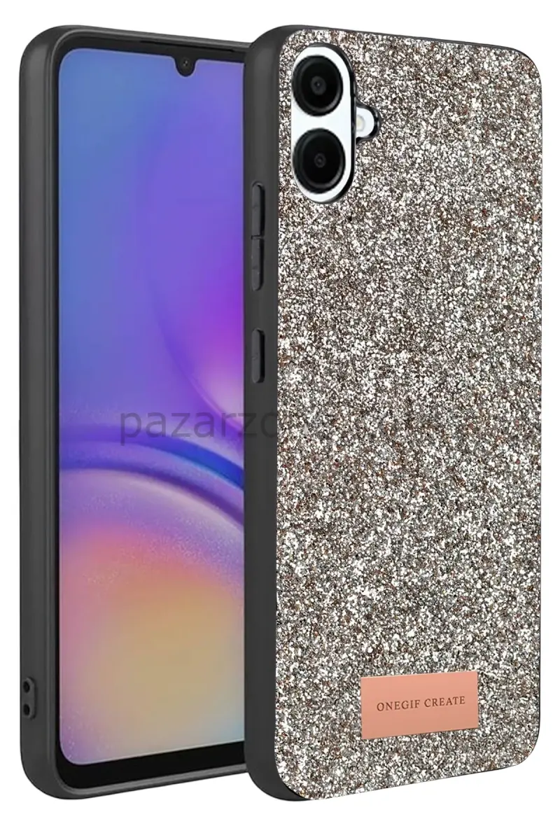 Onegif Samsung Galaxy A07 4G Bright Simli Kapak - Gümüş