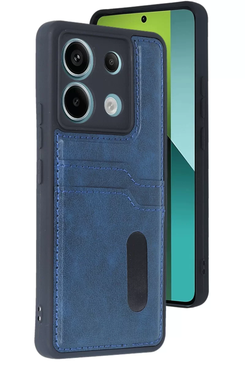 Newface Xiaomi Redmi Note 13 Pro 4G Kılıf Sara Kartvizitli Deri Kılıf - Lacivert