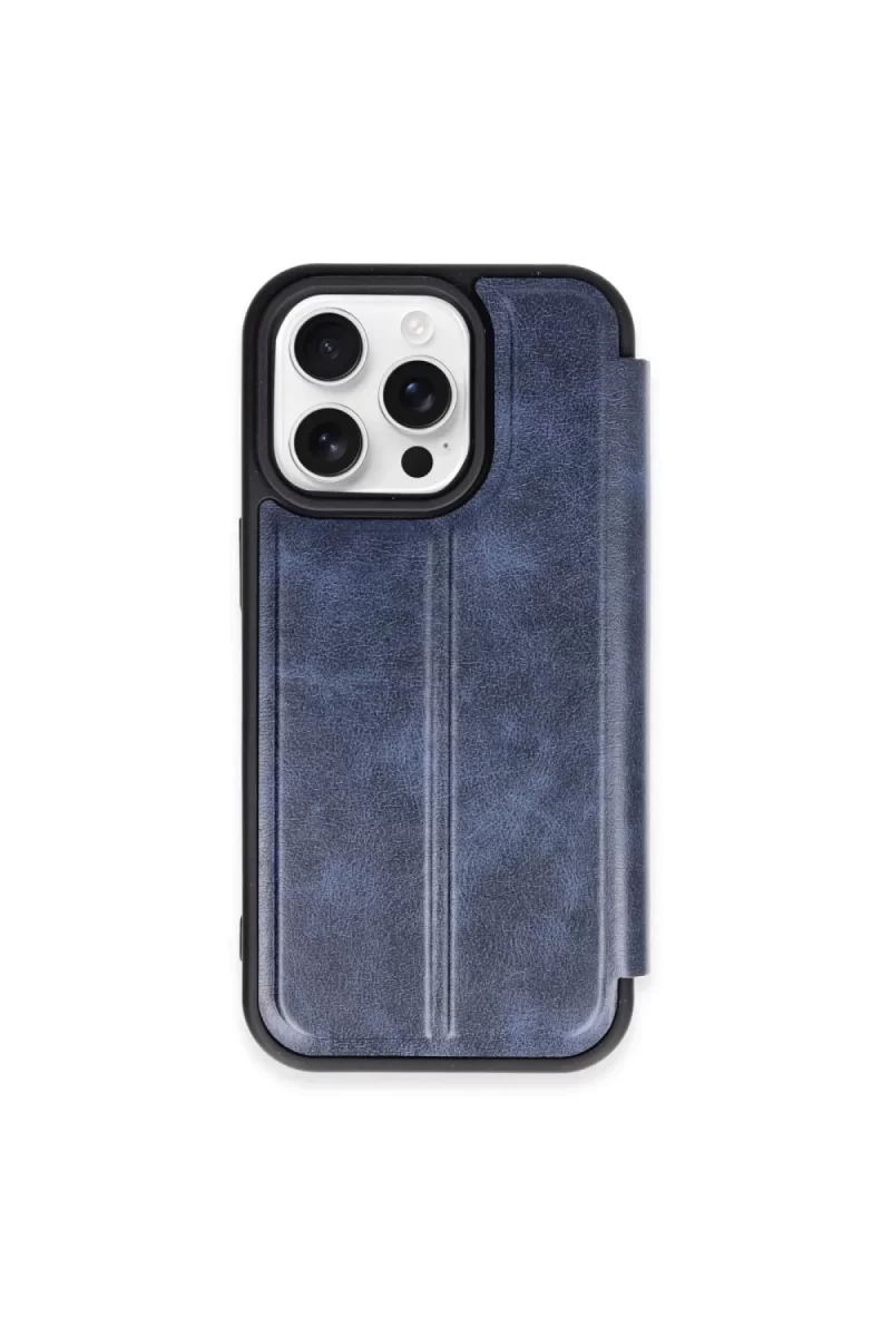 Newface Apple iPhone 15 Pro Max Kılıf Flip Cover - Lacivert