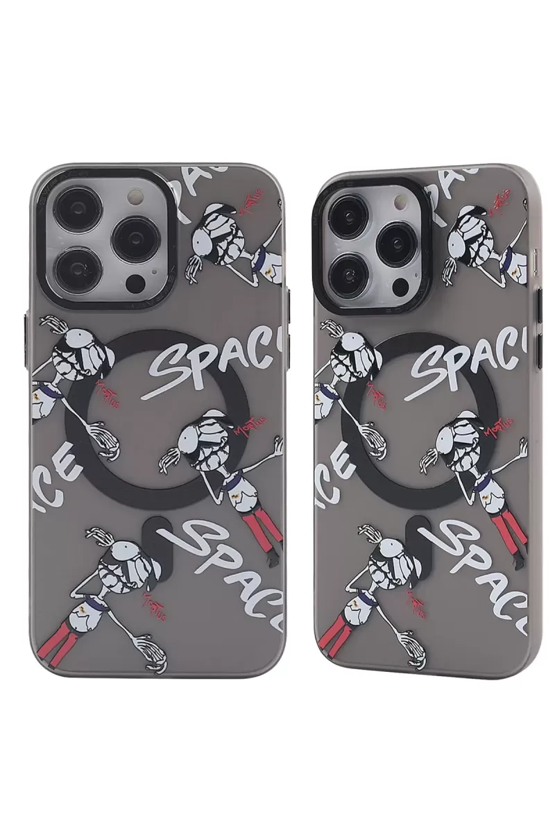 Newface Apple iPhone 14 Pro Kılıf Apollo Magneticsafe Desenli Kapak - Apollo Siyah - 3
