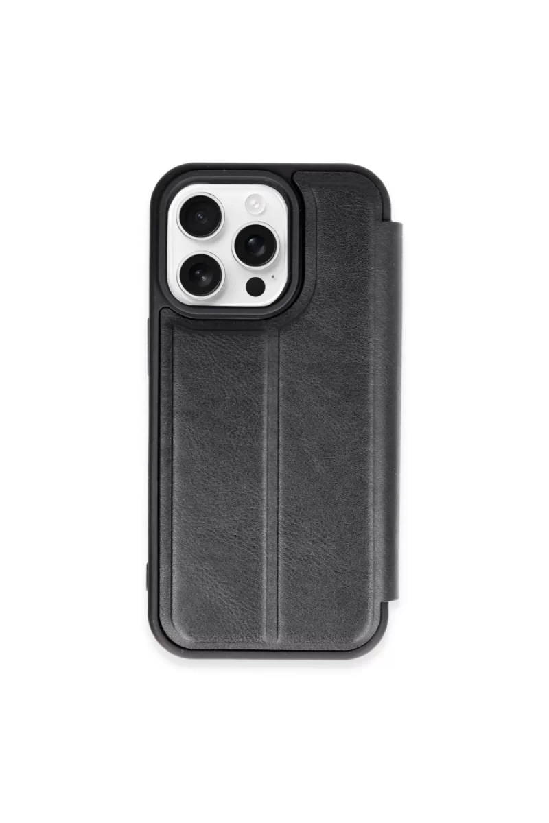Newface Apple iPhone 15 Pro Max Kılıf Flip Cover - Siyah