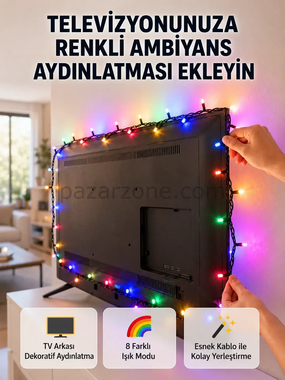 8 Modlu LED Işık Zinciri İç Mekan Dekoratif Aydınlatma Yeni Nesil