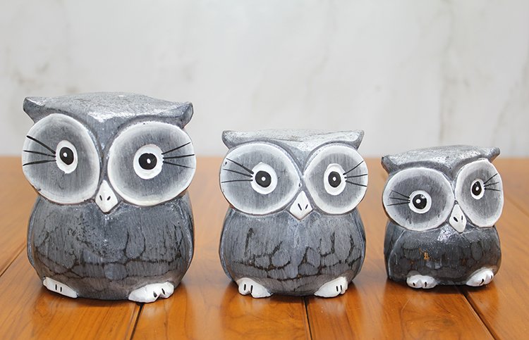 Ahşap 3'lü Baykuş Seti Model 2