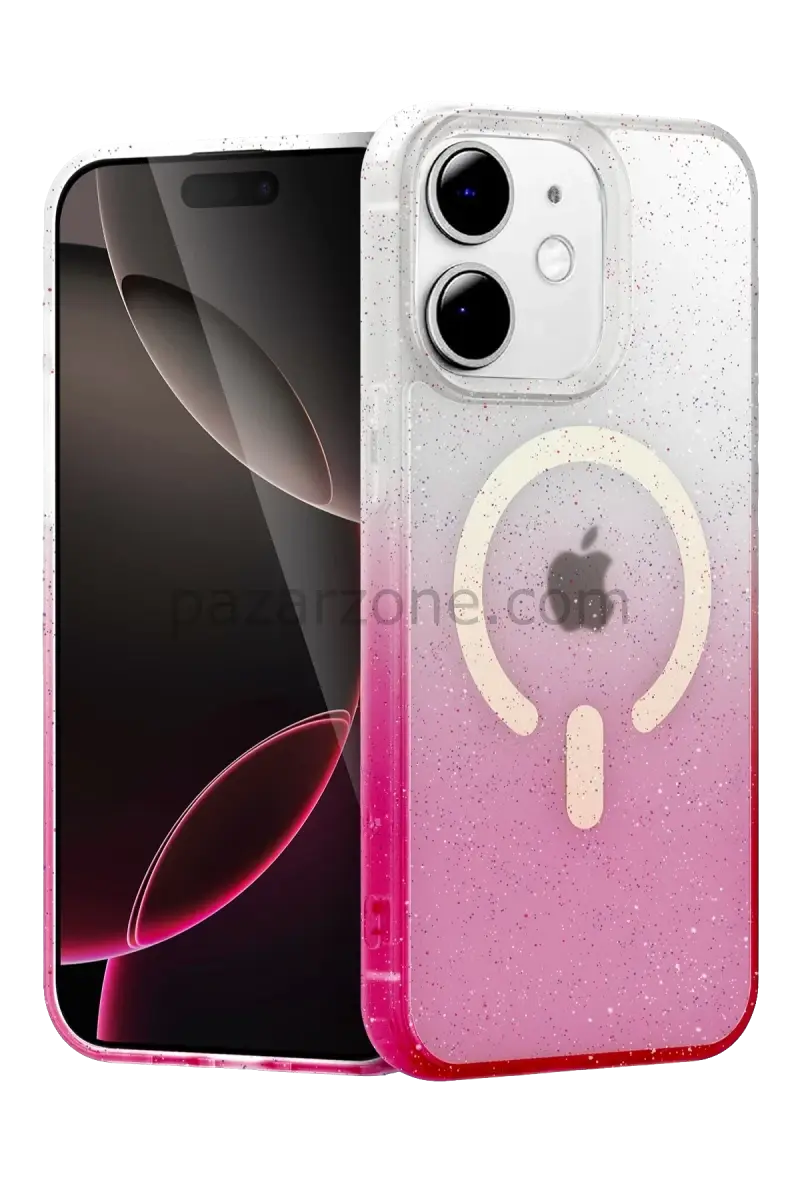 Newface Apple iPhone 12 Pummel Shiny Magsafe Kapak - Pembe