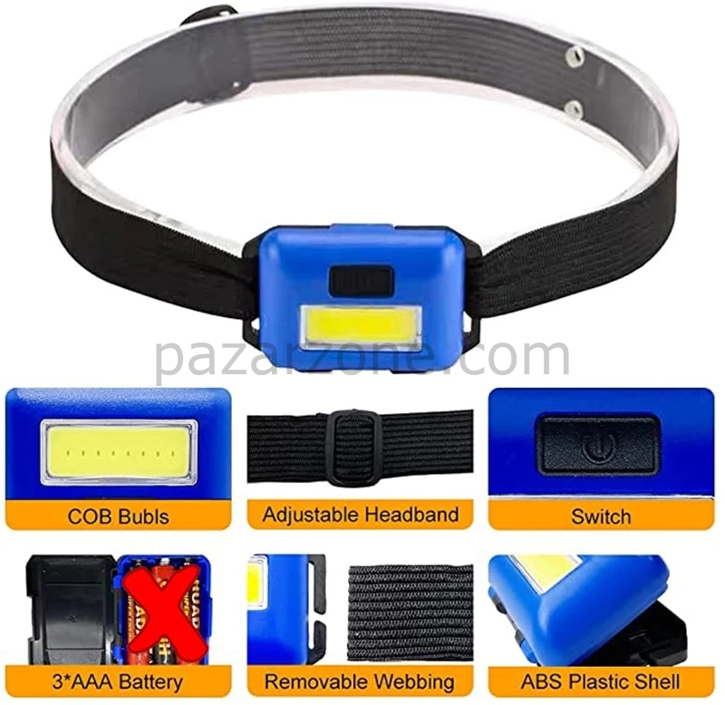 Ps-t89 Mini Pilli Cob Led 3 Mod Su Geçirmez Kafa Feneri Lambası