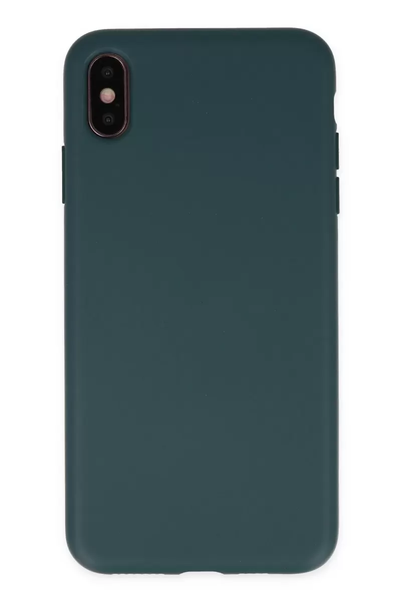 Newface Apple iPhone XS Max Kılıf Nano içi Kadife Silikon - Koyu Yeşil