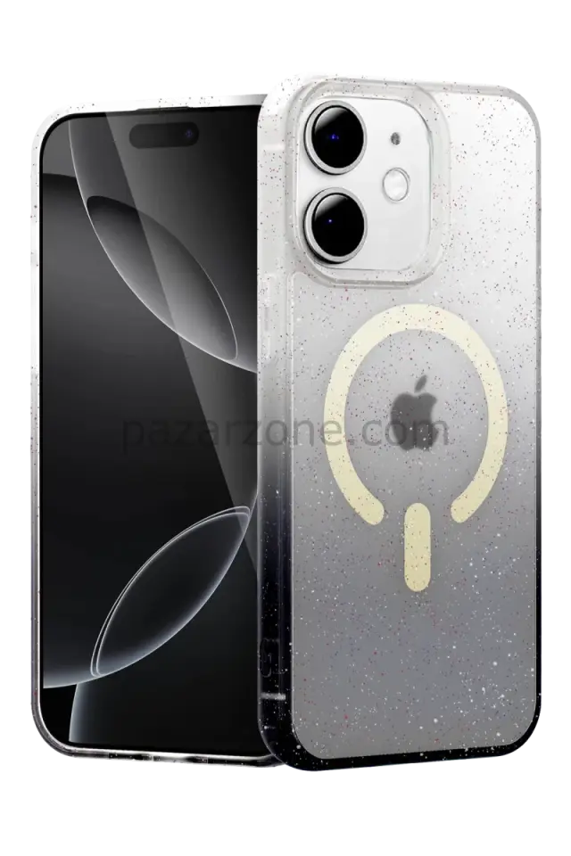 Newface Apple iPhone 12 Pummel Shiny Magsafe Kapak - Siyah