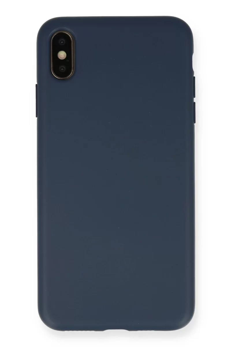 Newface Apple iPhone XS Max Kılıf Nano içi Kadife Silikon - Lacivert