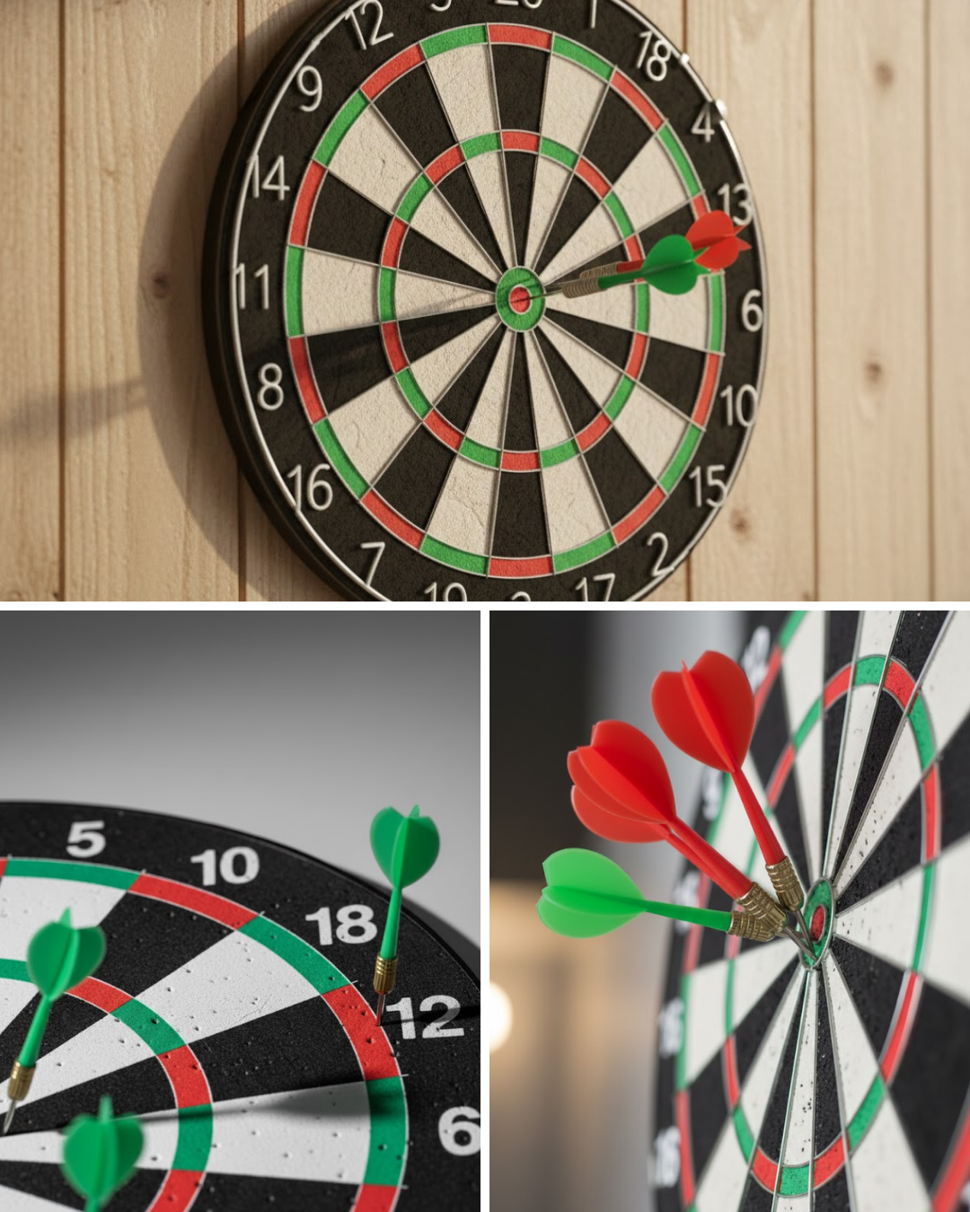 Kaliteli Ahşap Dart Tahtası 12 İnç 4 Adet Metal İğne Uçlu Ok