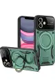 Newface Apple iPhone 11 Kılıf Joy Lens Standlı Kapak - Koyu Yeşil
