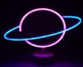 Neon Işıklı Satürn Lamba