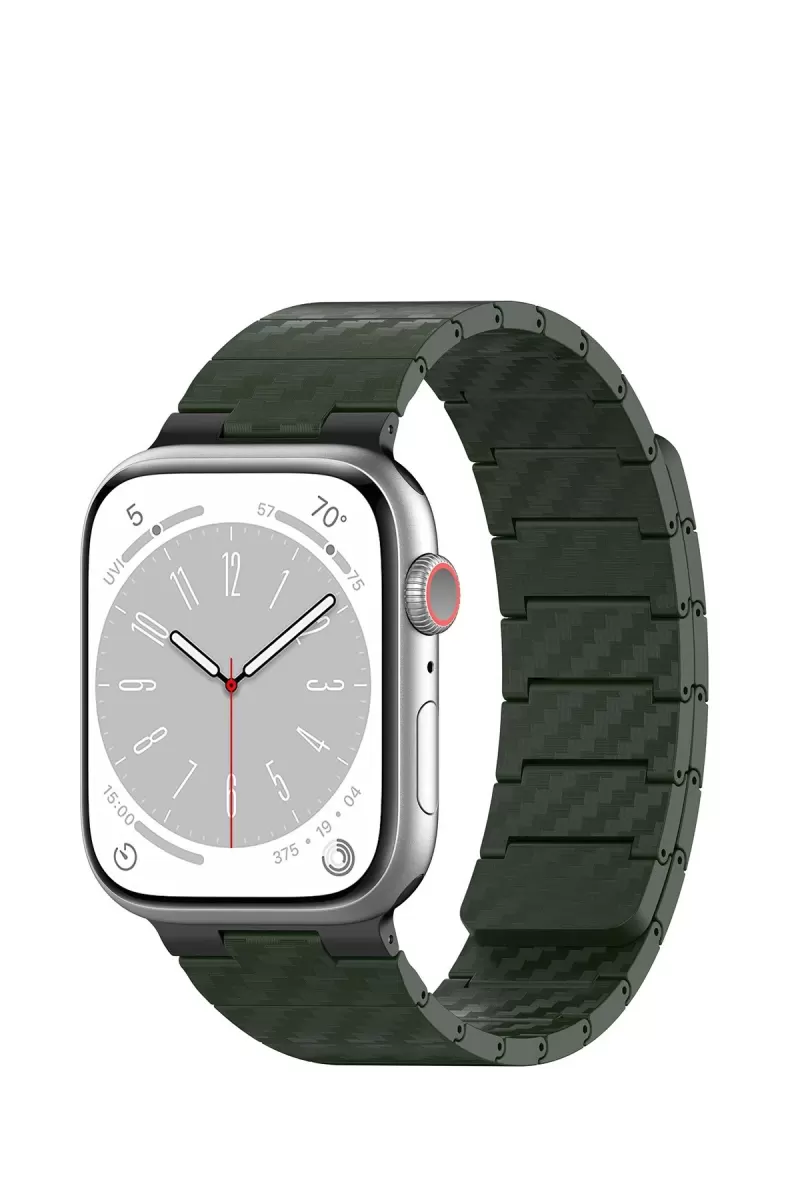 Movenchy Apple Watch 45mm Carbon Steel Kordon - Koyu Yeşil