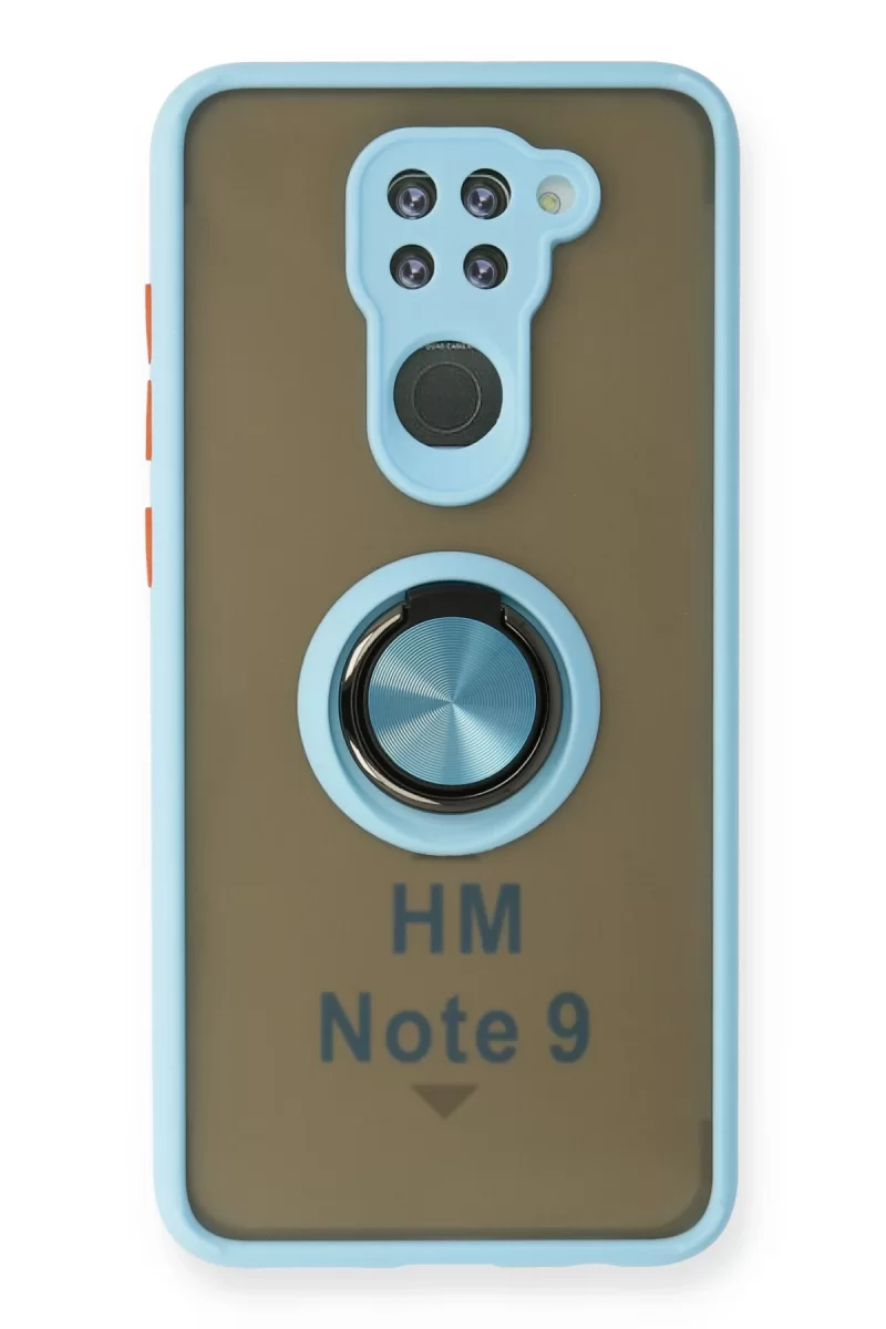 Newface Xiaomi Redmi Note 9 Kılıf Montreal Yüzüklü Silikon Kapak - Buz Mavi