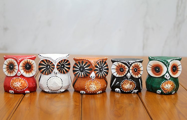 Ahşap 5'li Baykuş Seti Model 3