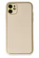 Newface Apple iPhone 12 Kılıf Coco Deri Silikon Kapak - Gold