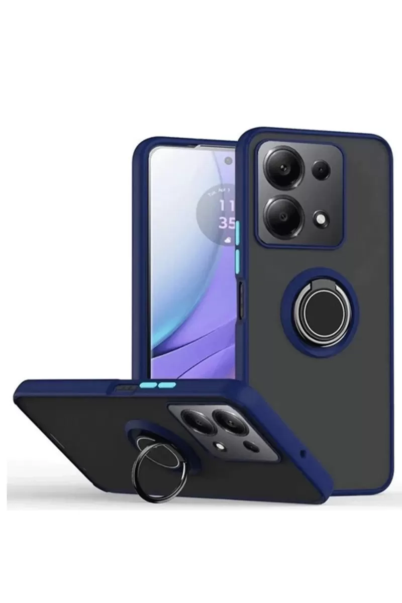 Newface Xiaomi Redmi Note 13 Pro 4G Montreal Yüzüklü Silikon Kapak - Lacivert