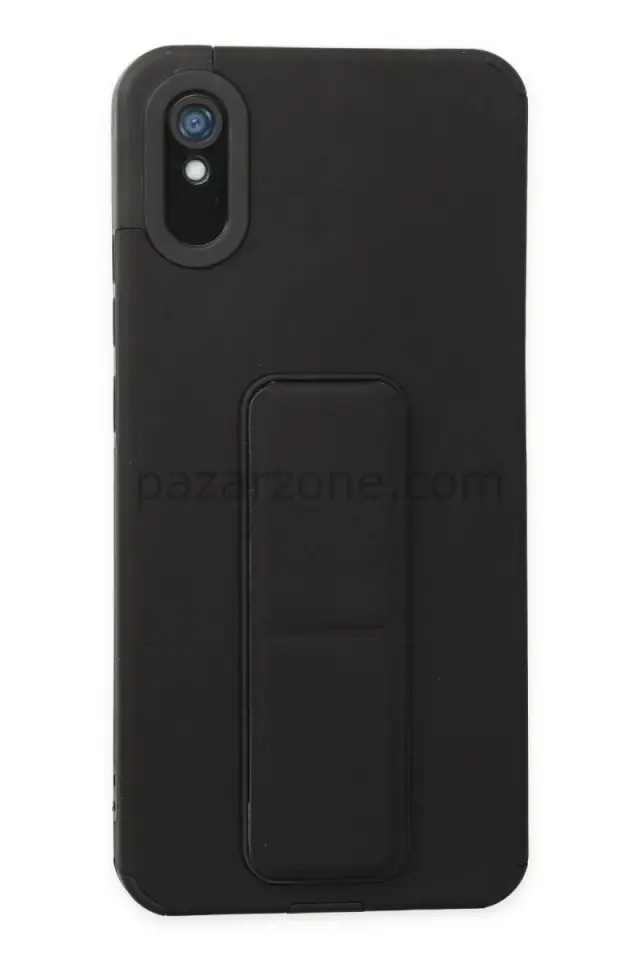 Newface Xiaomi Redmi 9A Kılıf Mega Standlı Silikon - Siyah