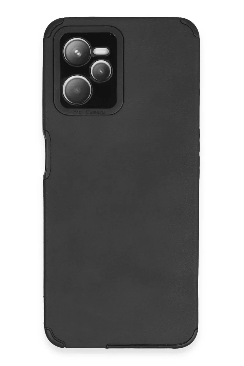 Newface Realme C35 Kılıf Loop Deri Silikon - Siyah