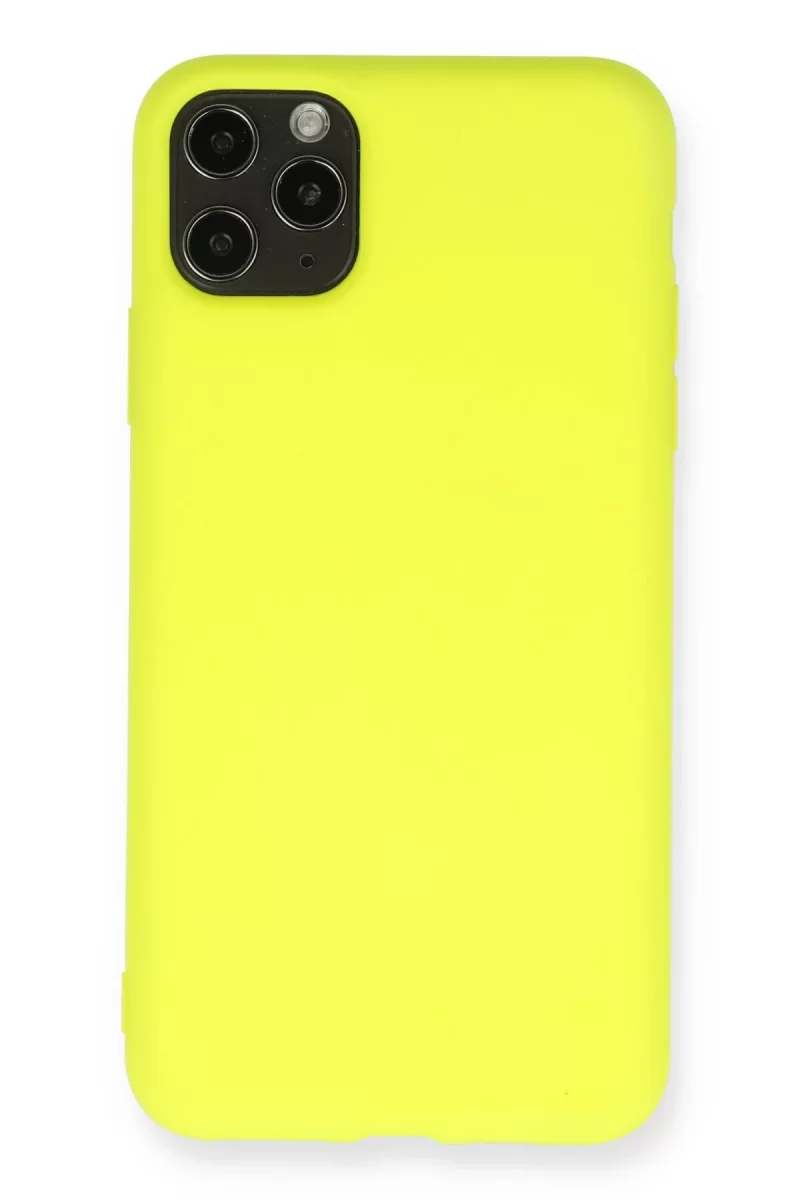 Newface Apple iPhone 11 Pro Max Kılıf Nano içi Kadife Silikon - Sarı