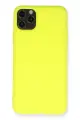 Newface Apple iPhone 11 Pro Max Kılıf Nano içi Kadife Silikon - Sarı