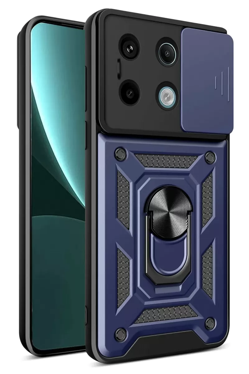 Newface Xiaomi Redmi Note 13 Pro 4G Pars Lens Yüzüklü Silikon - Lacivert