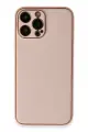 Newface Apple iPhone 13 Pro Kılıf Coco Deri Silikon Kapak - Pembe