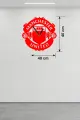 Manchester United Logolu Ahşap Duvar Saati - 40x40 cm Taraftar Hediyesi