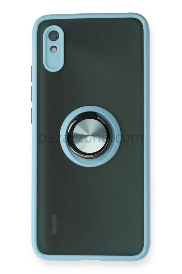 Newface Xiaomi Redmi 9A Kılıf Montreal Yüzüklü Silikon Kapak - Buz Mavi