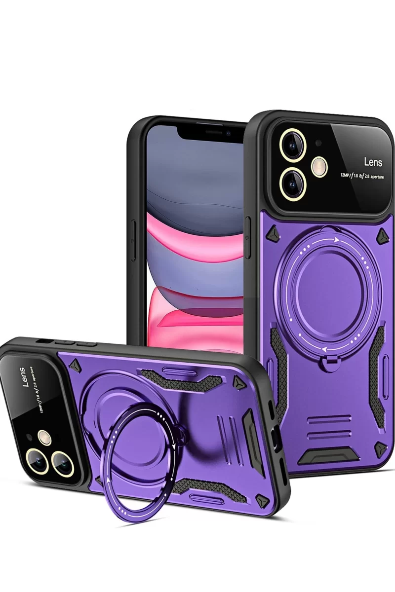 Newface Apple iPhone 11 Kılıf Joy Lens Standlı Kapak - Mor