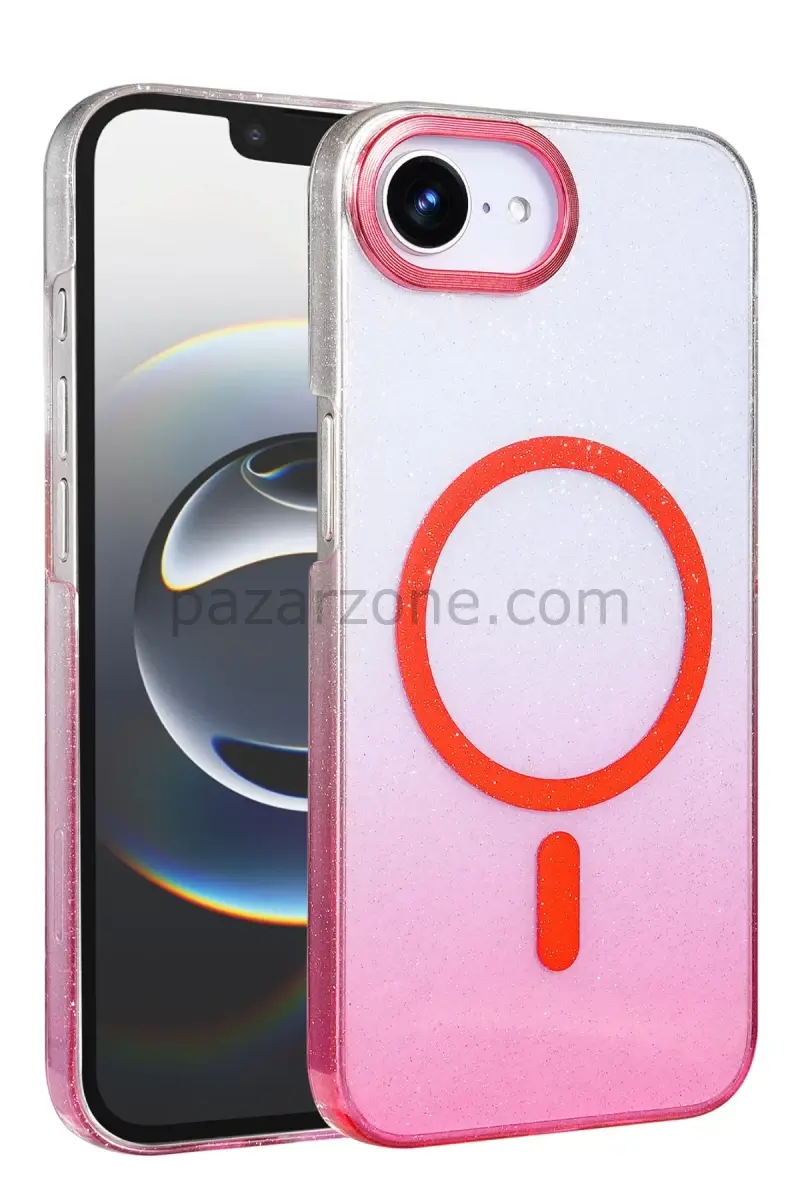 Newface Apple iPhone 16E Glossy Magsafe Kapak - Pembe
