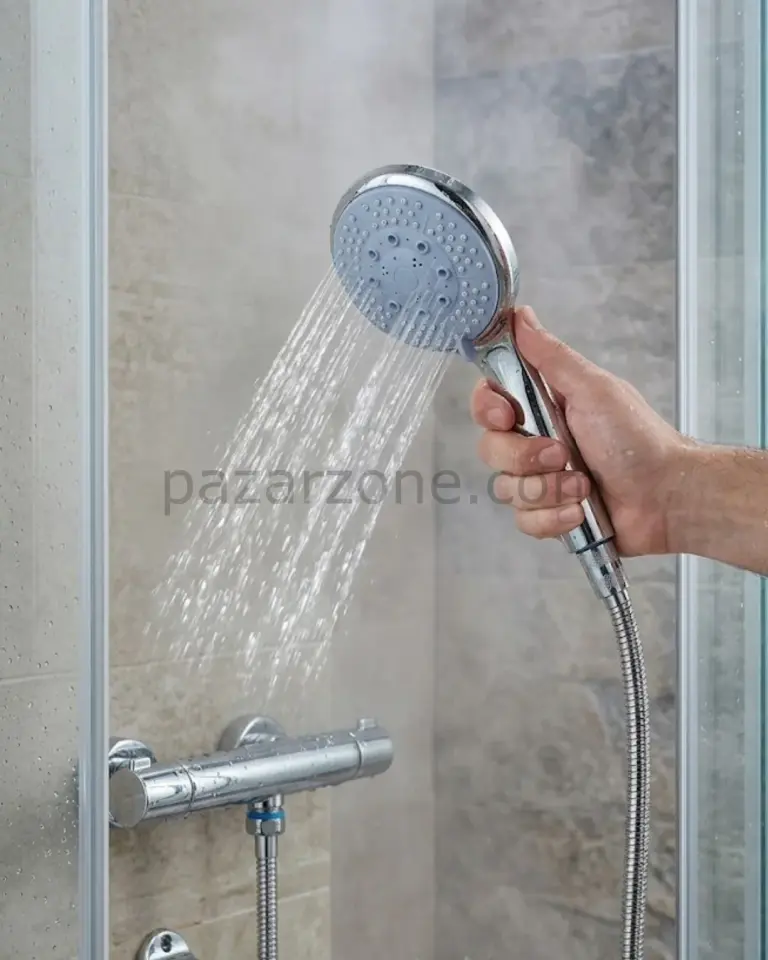 Spiral Hortumlu 4 Kademeli El Duşu Seti Duvar Askılı Banyo Duş Başlığı