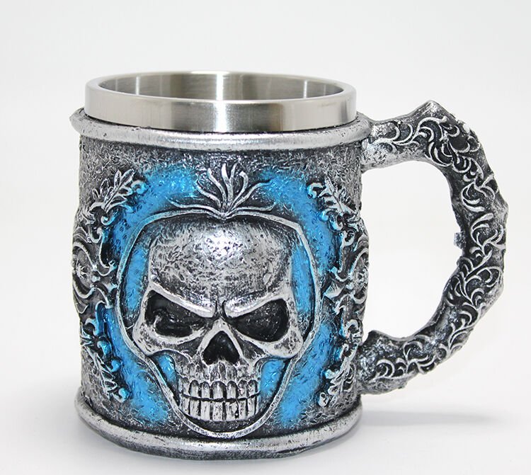 Grim Reaper Azrail Kabartmalı 3D Tasarım Çelik Kupa Bardak