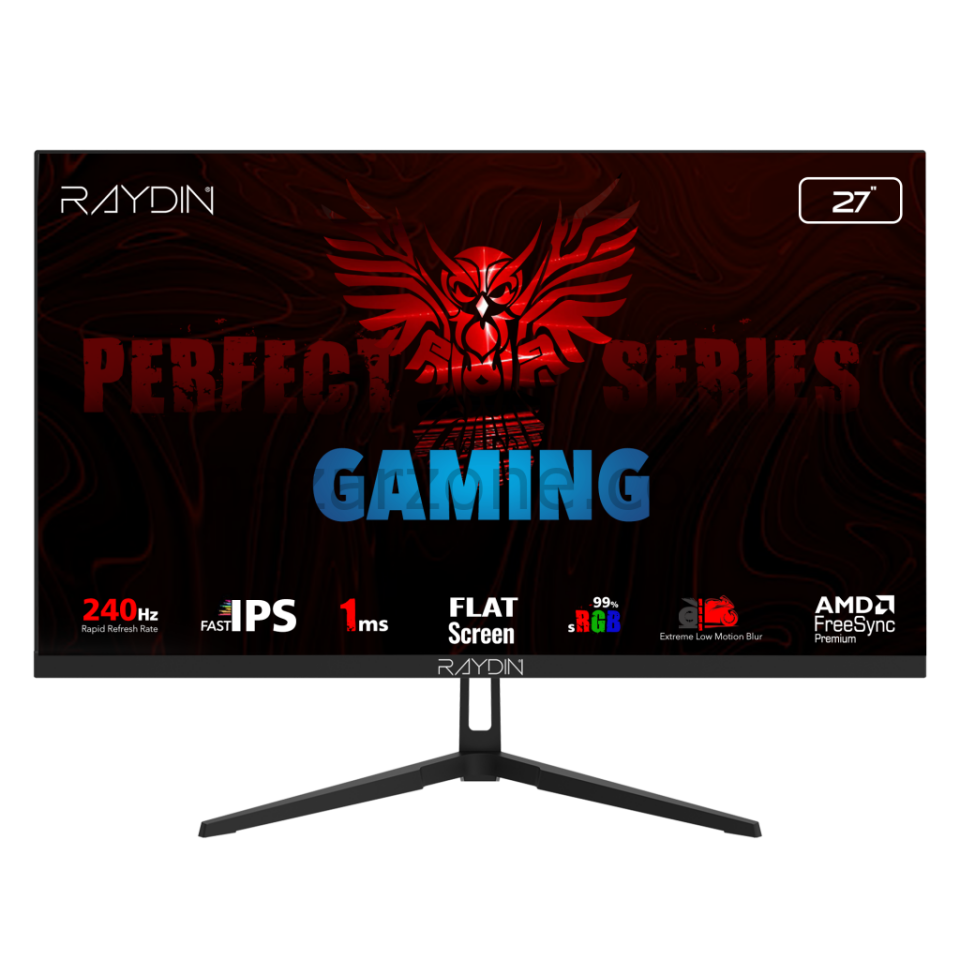 RAYDIN EC27DFI-240HZ, 27", 1ms, 240Hz, Full HD, 350 nits, HDMI, DP, IPS LED, Flat, Frameless, FreeSync Gaming Monitör