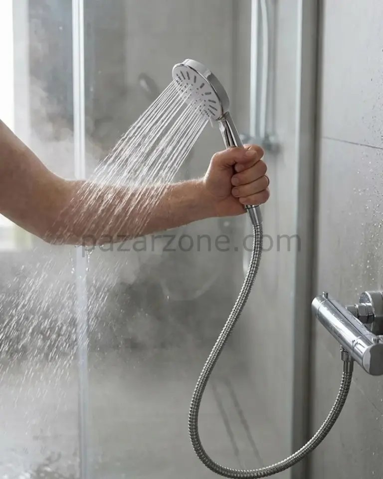 Spiral Hortumlu 4 Kademeli Krem El Duşu Başlığı Banyo Duş Seti