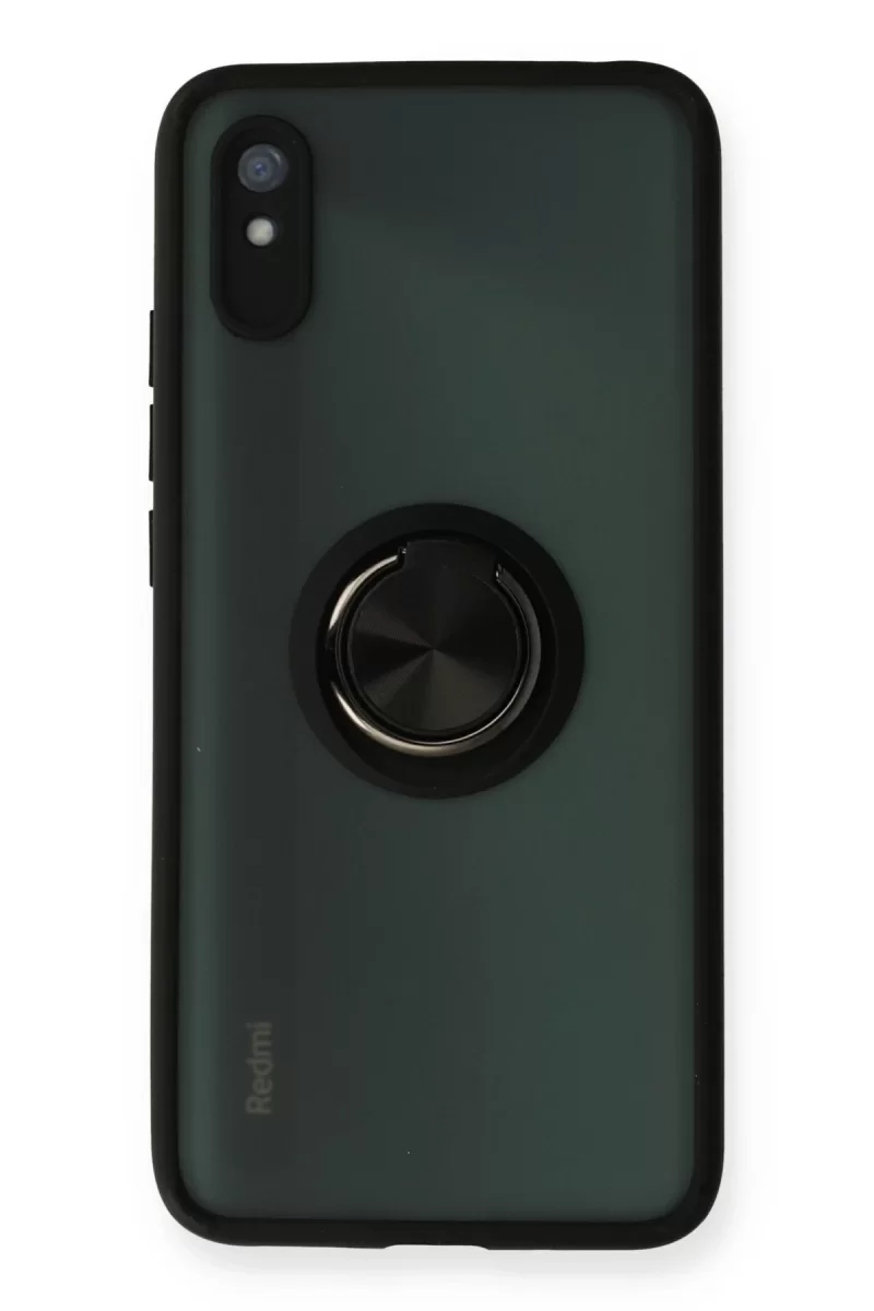 Newface Xiaomi Redmi 9A Kılıf Montreal Yüzüklü Silikon Kapak - Siyah