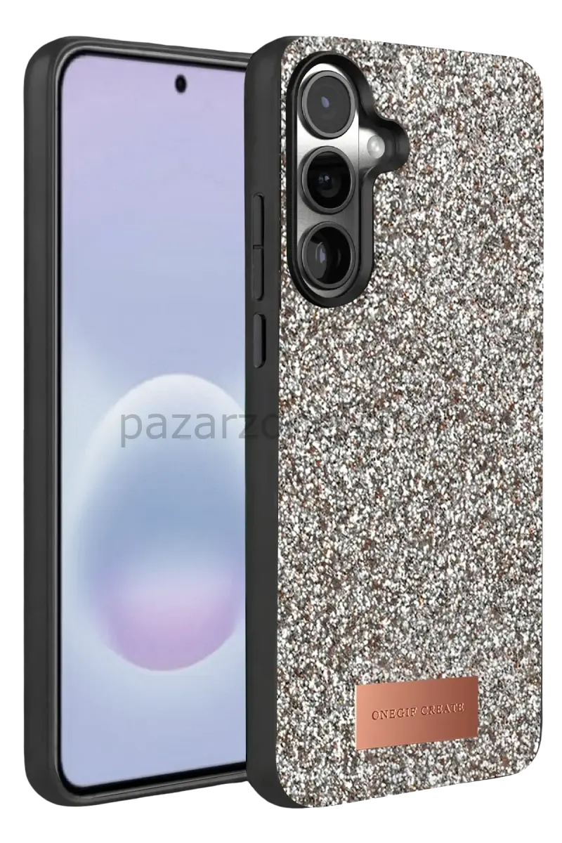 Onegif Samsung Galaxy A37 5G Bright Simli Kapak - Gümüş