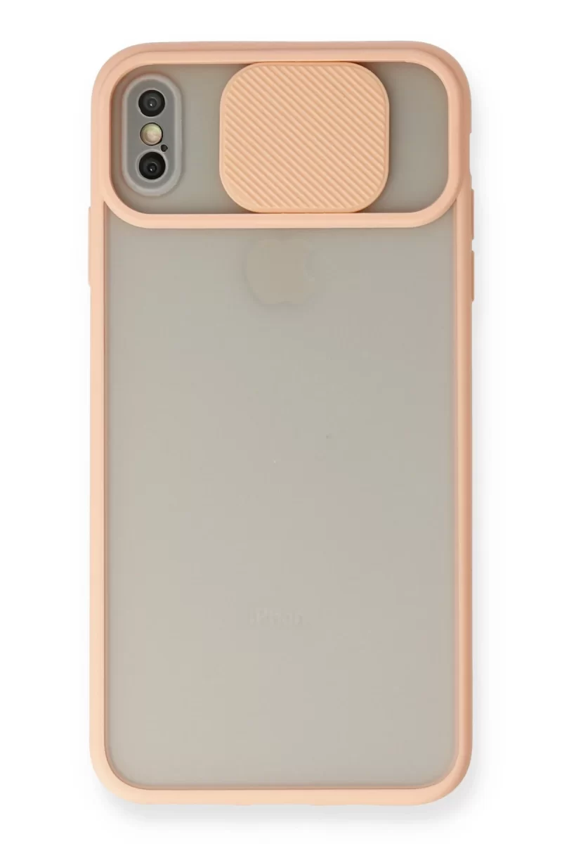 Newface Apple iPhone XS Max Kılıf Palm Buzlu Kamera Sürgülü Silikon - Pembe