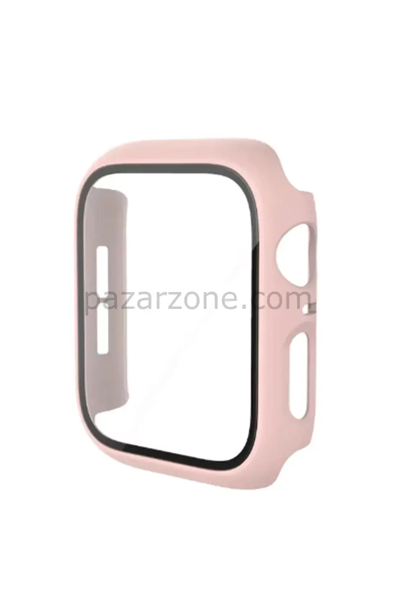 Newface Apple Watch 44mm Camlı Kasa Ekran Koruyucu - Pembe