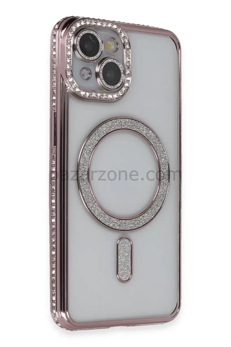 Newface Apple iPhone 13 Kılıf Joke Simli Magneticsafe Kılıf - Pembe