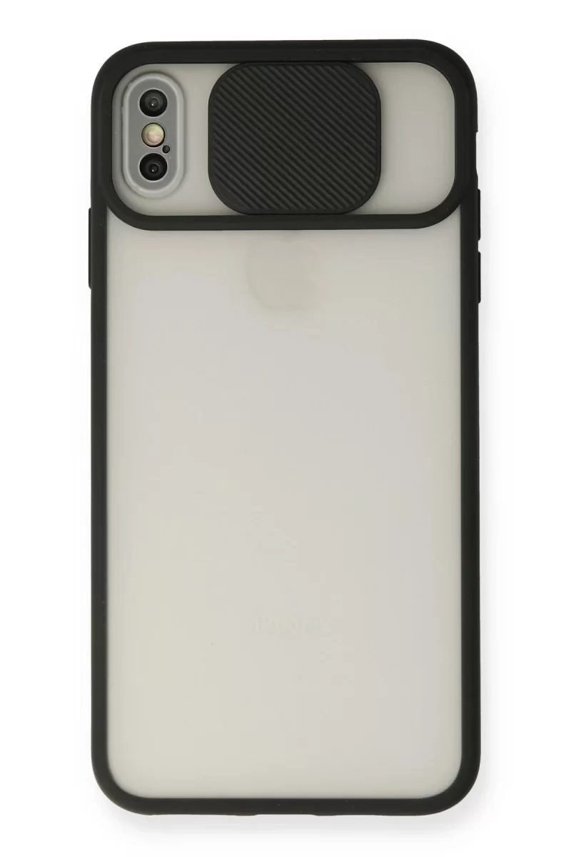 Newface Apple iPhone XS Max Kılıf Palm Buzlu Kamera Sürgülü Silikon - Siyah