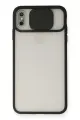 Newface Apple iPhone XS Max Kılıf Palm Buzlu Kamera Sürgülü Silikon - Siyah