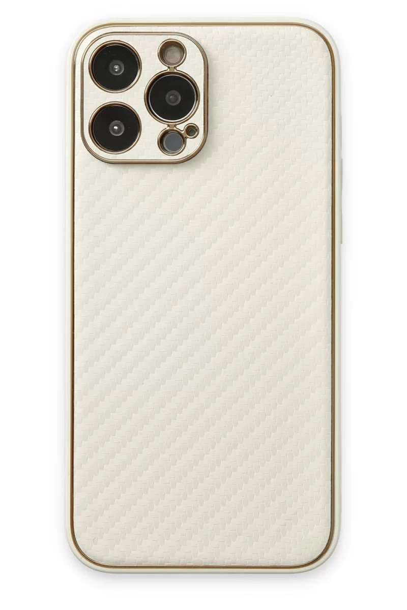 Newface Apple iPhone 13 Pro Kılıf Coco Karbon Silikon - Beyaz