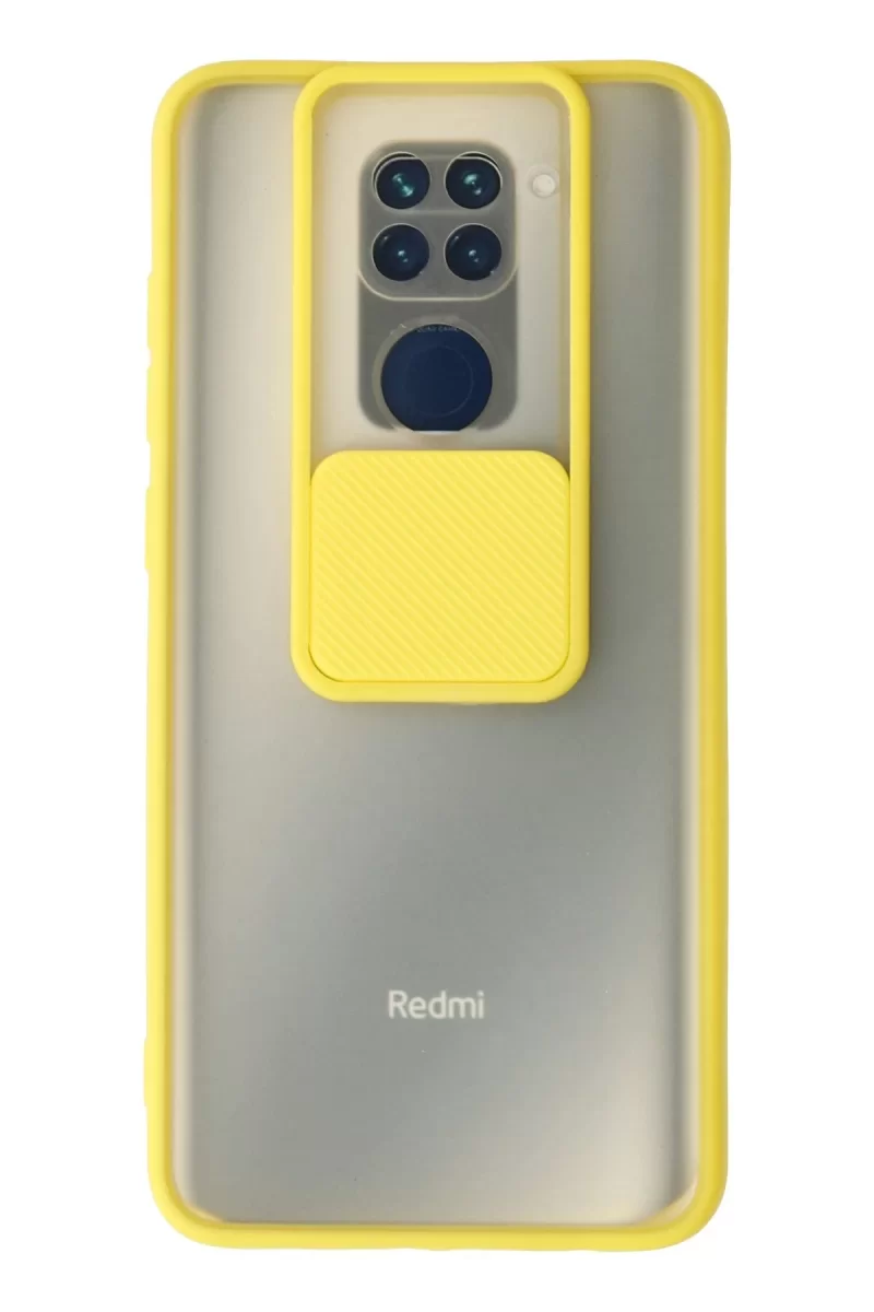 Newface Xiaomi Redmi Note 9 Kılıf Palm Buzlu Kamera Sürgülü Silikon - Sarı
